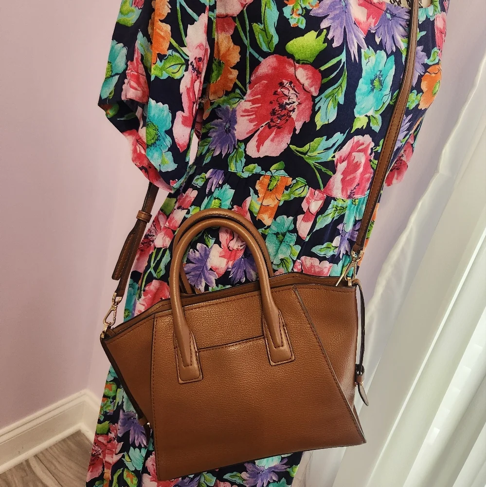 Michael Kors Avril Small Leather Top Zip Satchel with Charm